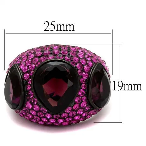 Stainless Steel Ring Synthetic Amethyst TK2276 for Women Style BlackIon