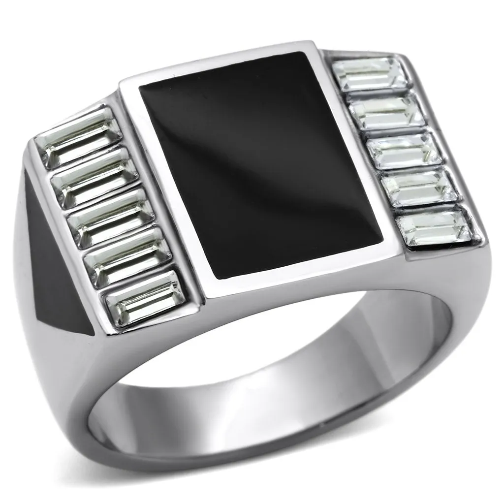 Stainless Steel Ring Top GRD Crystal Clear TK712 for Men Style High