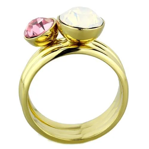 Steel Ring Top GRD Crystal White TK1785 for Women Style Plating