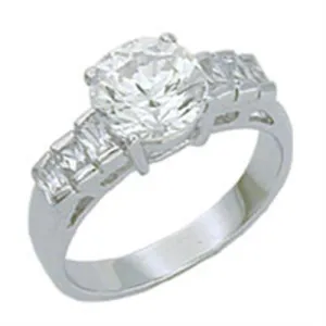 Sterling Silver Ring AAA GRD CZ Clear S14030 for Women Style Rhodium