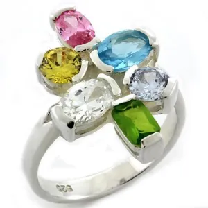 Sterling Silver Ring AAA GRD CZ Multi LOAS1075 for Women Style High