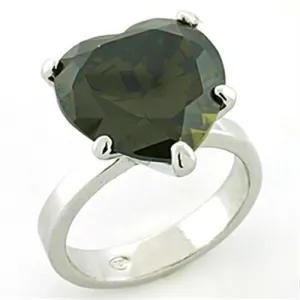 Sterling Silver Ring AAA GRD CZ Olivine LOAS766 for Women Style Rhodium