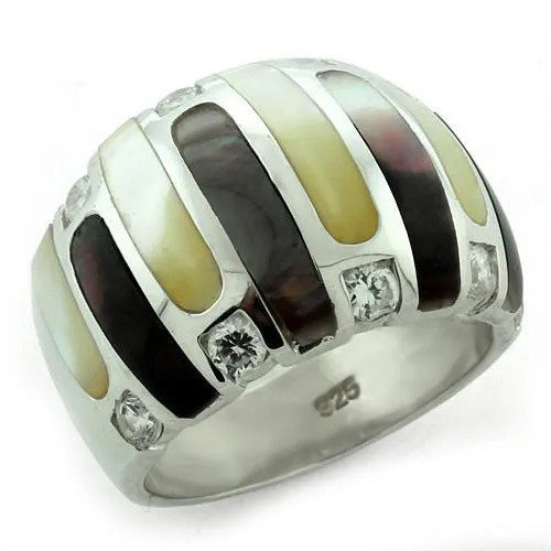 Sterling Silver Ring Precious Stone Multi LOAS1167 for Women Style High