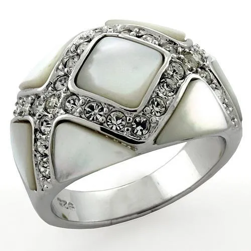 Sterling Silver Ring Precious Stone White LOAS1099 for Women Style Rhodium