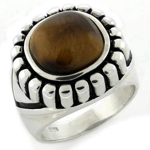 Sterling Silver Ring Synthetic Brown LOAS1155 for Women Style High