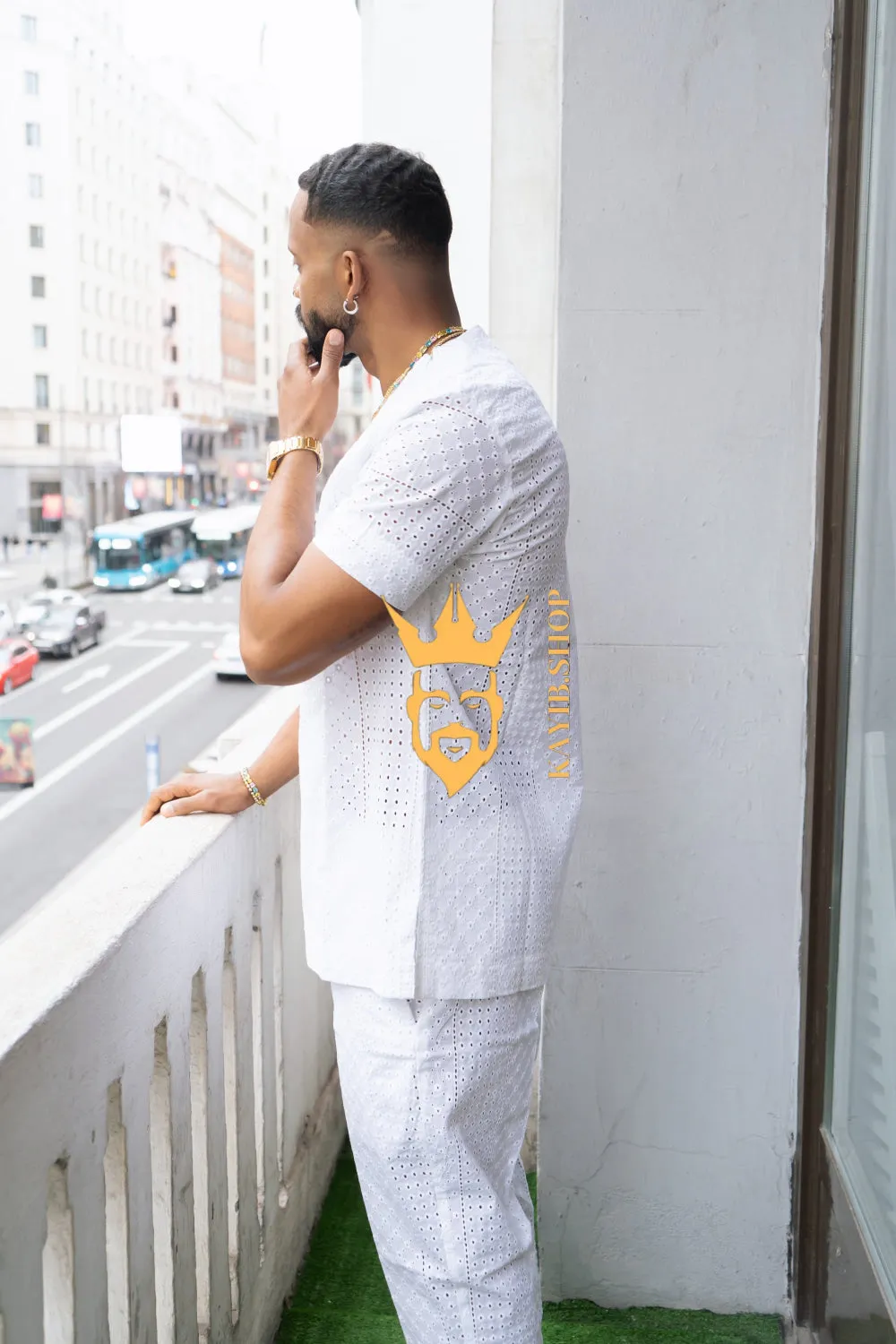 Summer Luxury Men's Lace Two-Piece Clothing: Sophisticated & Versatile Ensemble