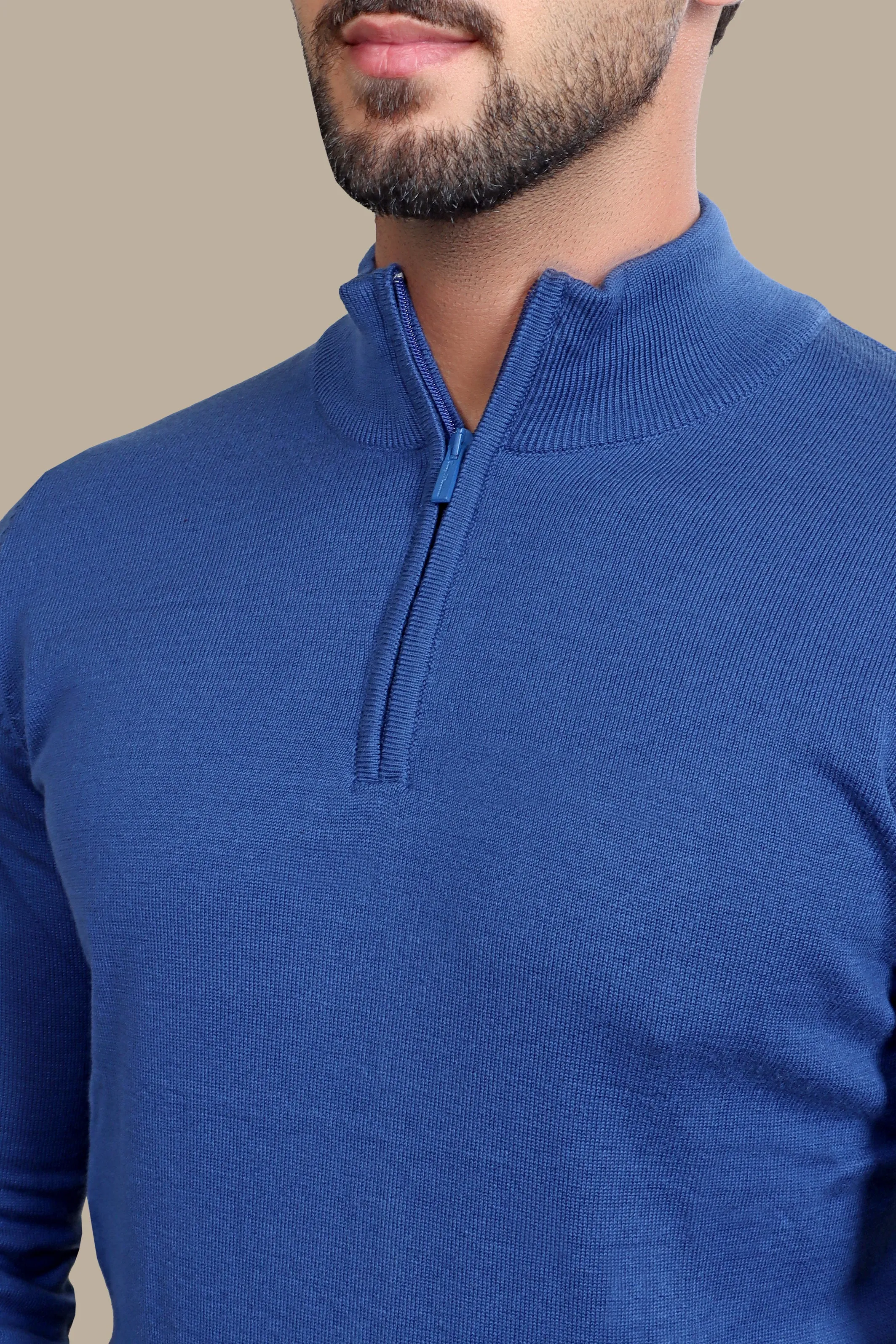 Sweater Half Zipper Cotton | Indigo