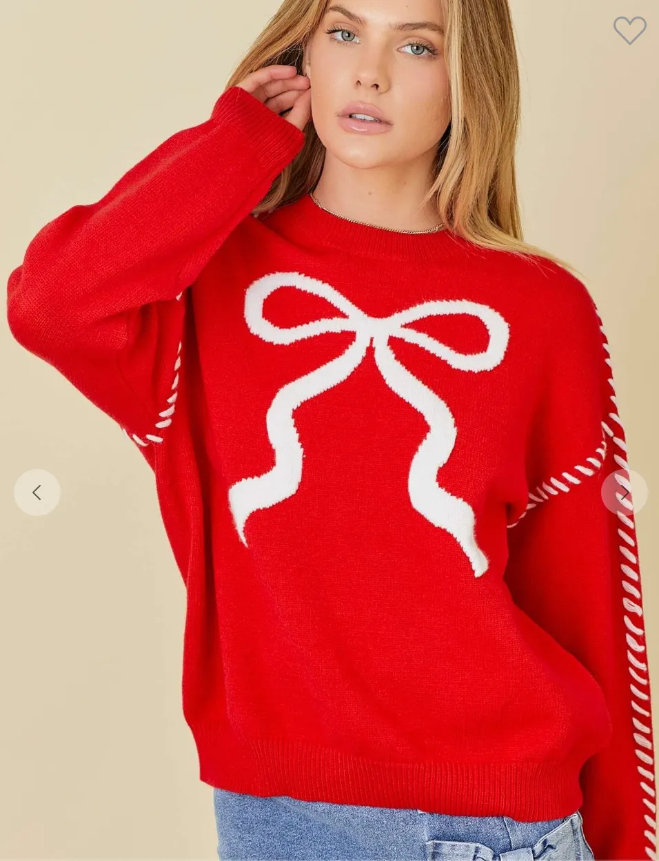 Sweater Knit Top With Ribbon And Stitching Detail