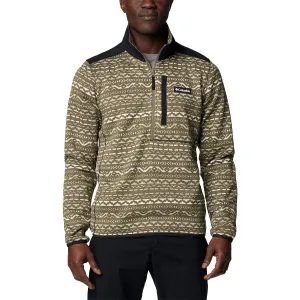 Sweater Weather™ Printed Half Zip - Stone Green