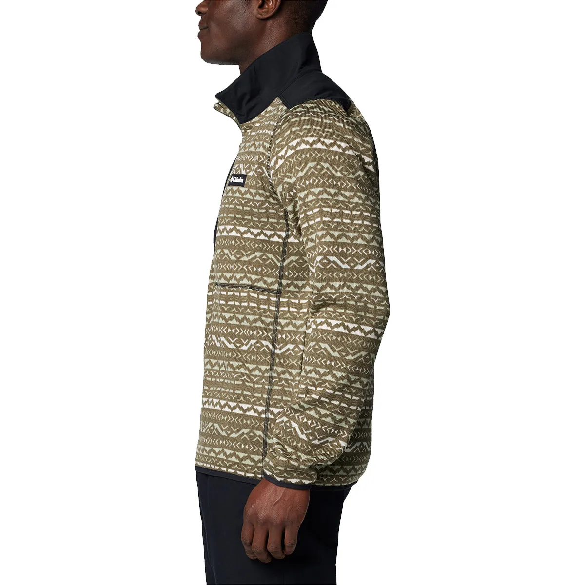 Sweater Weather™ Printed Half Zip - Stone Green