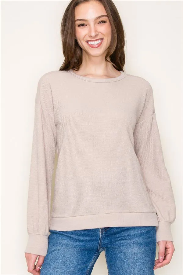 Taupe Textured Basic Layering Top