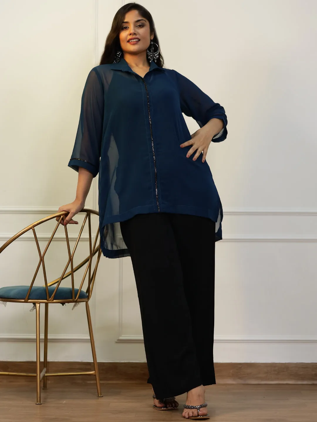 Teal Georgette ShirtTop