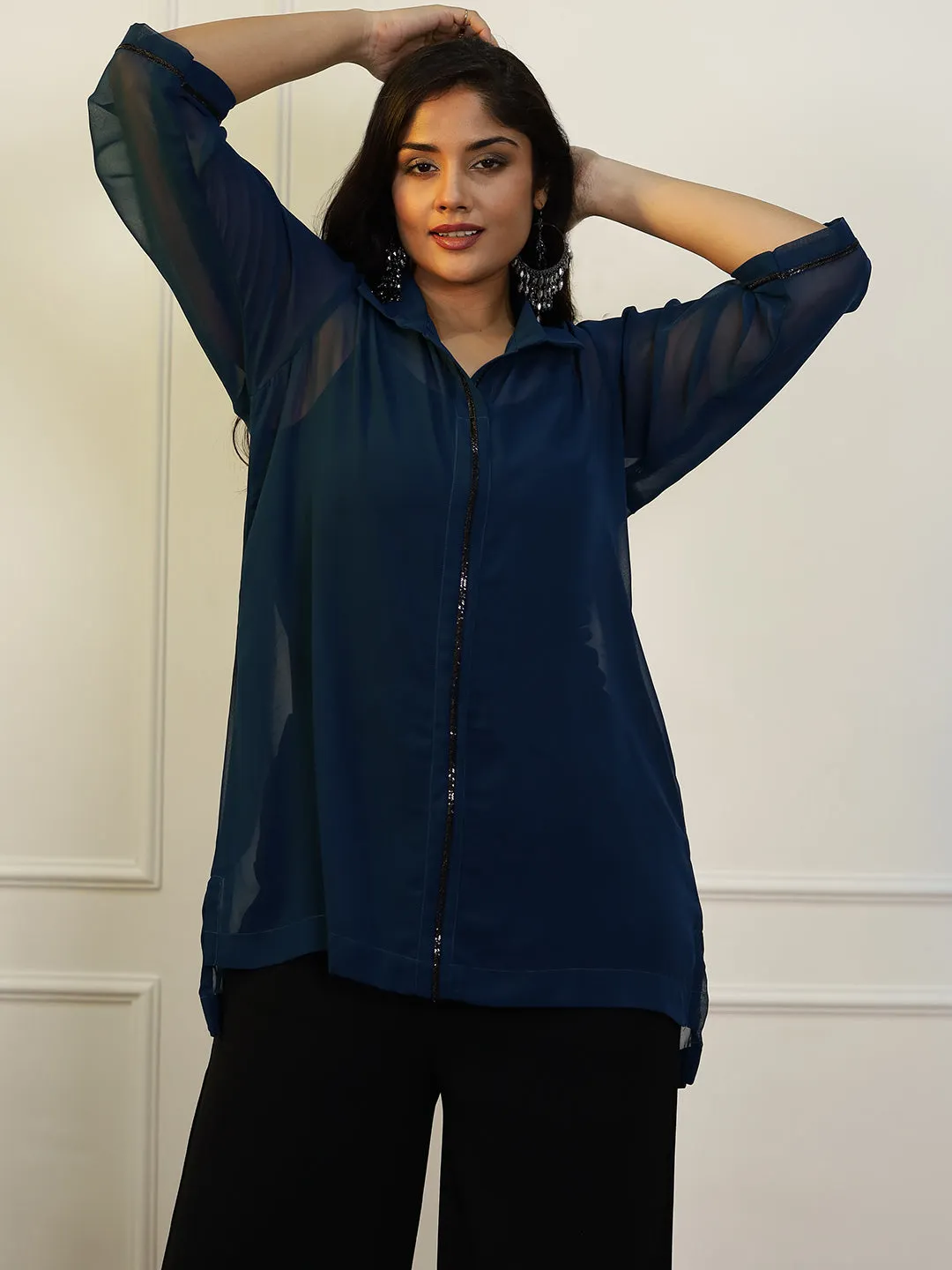 Teal Georgette ShirtTop