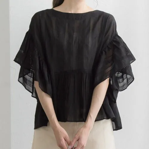 TEEK - Short-Sleeved Reality Ruffle Top