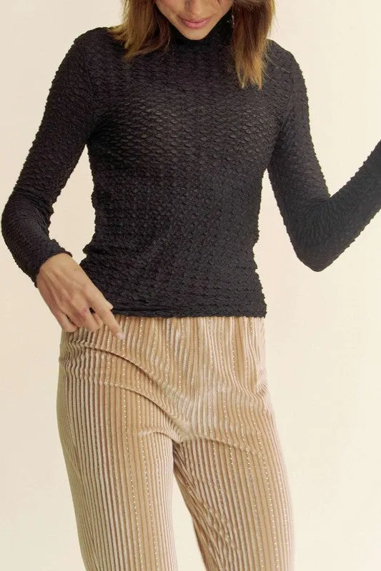 Textured Long Sleeve Layering Top