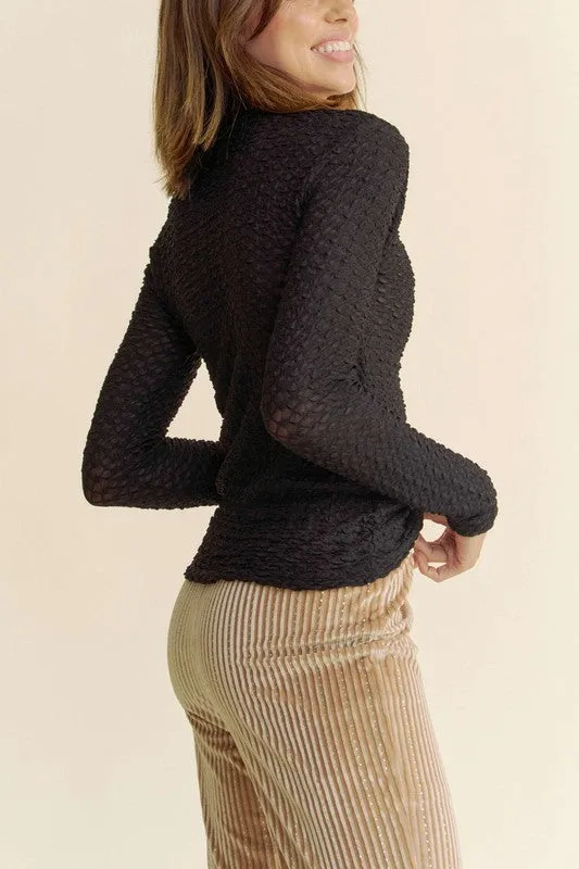 Textured Long Sleeve Layering Top