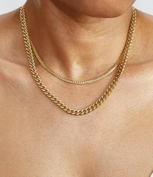 Thick Curb Chain Link Necklace in Gold