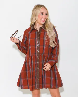 THML Plaid Button Up Dress