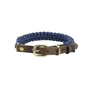 Touch of Leather Dog Collar - Navy