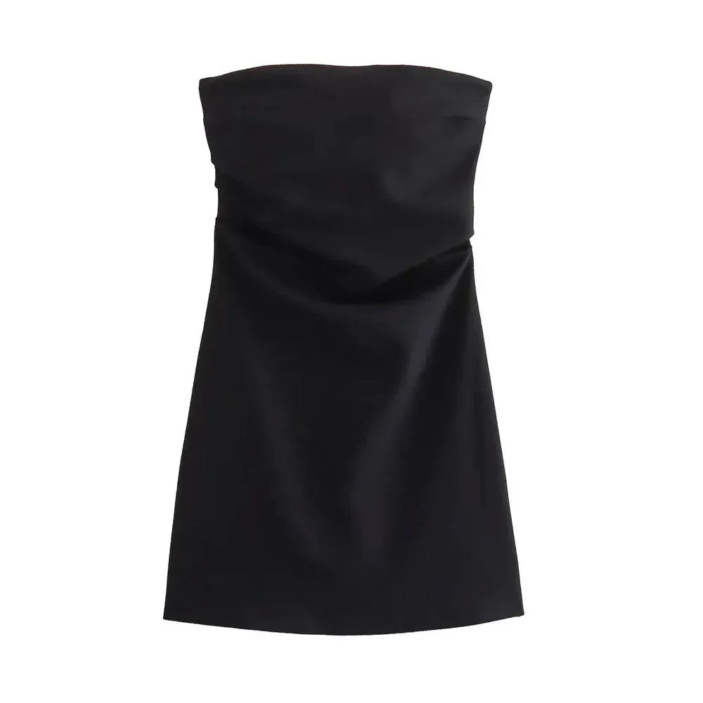 TRAF-Strapless Draped Mini Dress: Sophisticated Elegance