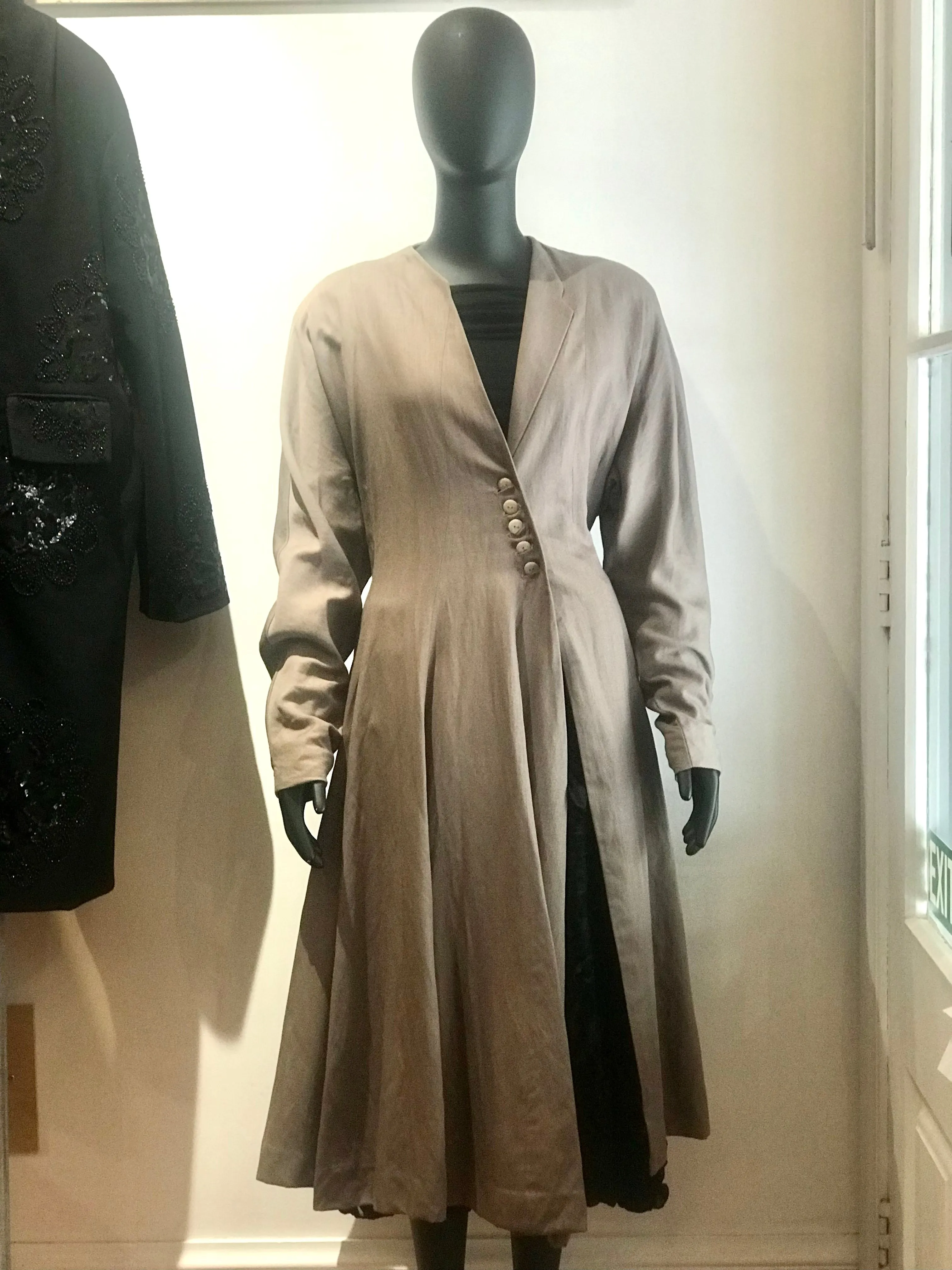 Trelise Cooper - Taupe Full Length Wool/Linen Coat - Size 14