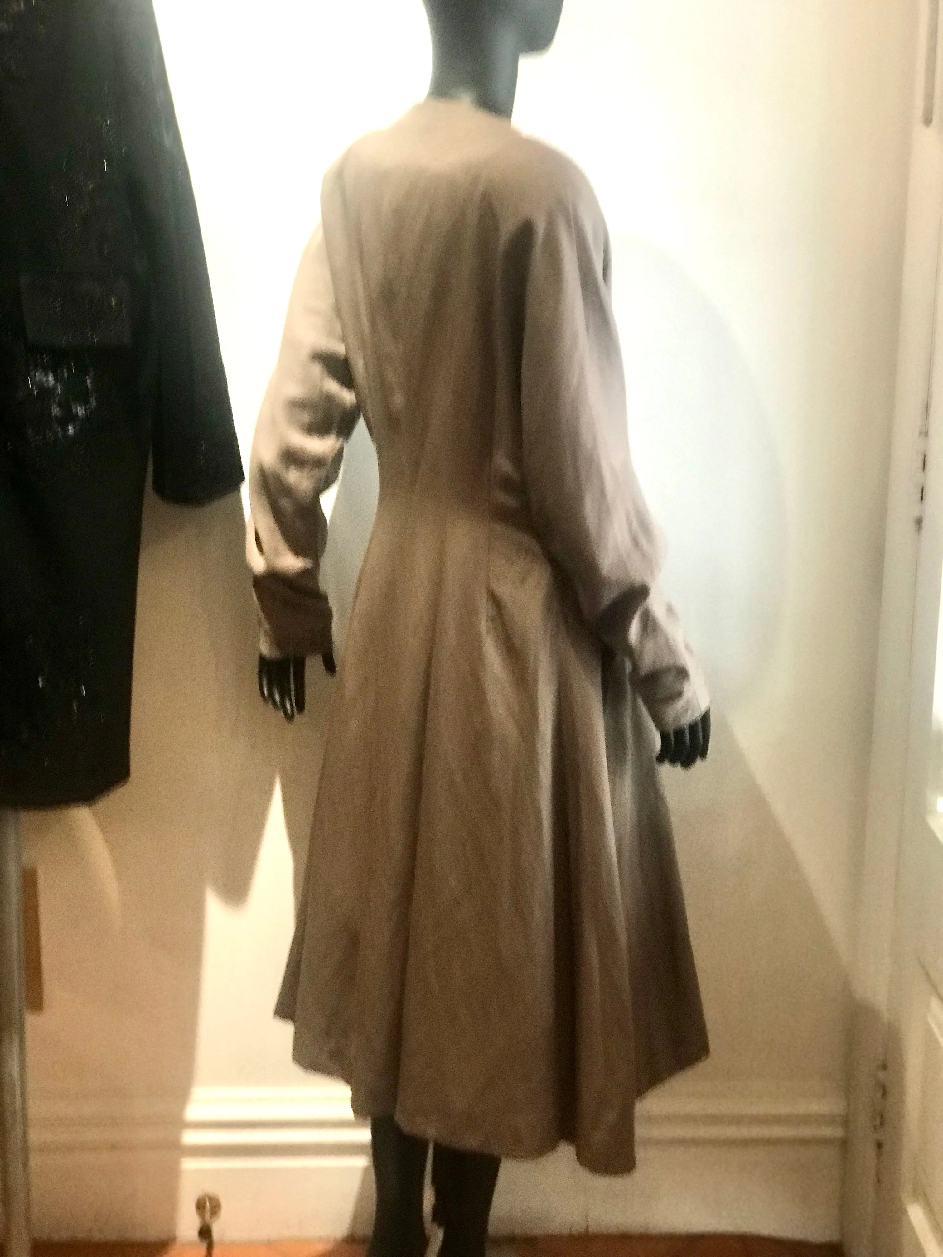 Trelise Cooper - Taupe Full Length Wool/Linen Coat - Size 14