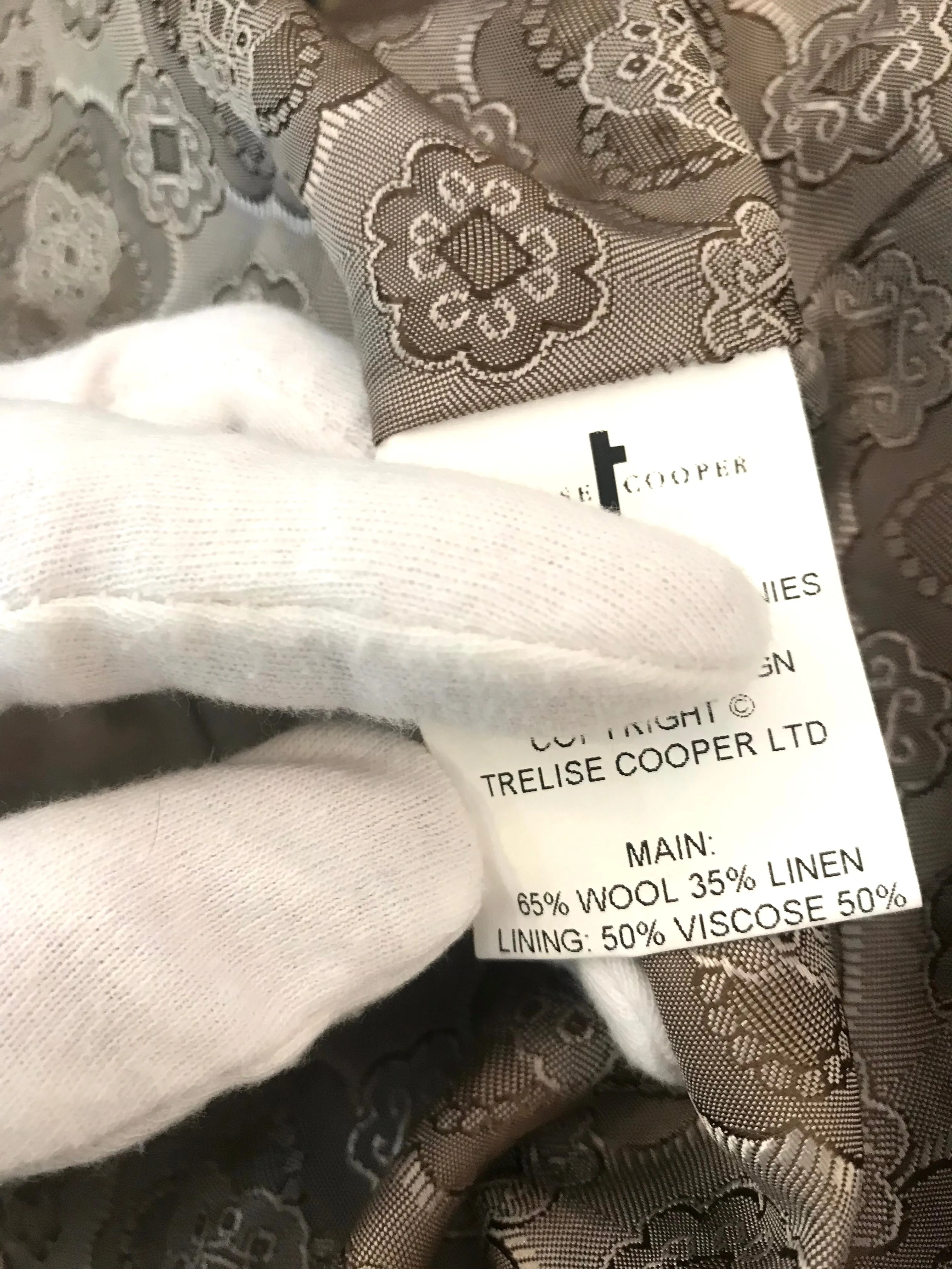 Trelise Cooper - Taupe Full Length Wool/Linen Coat - Size 14