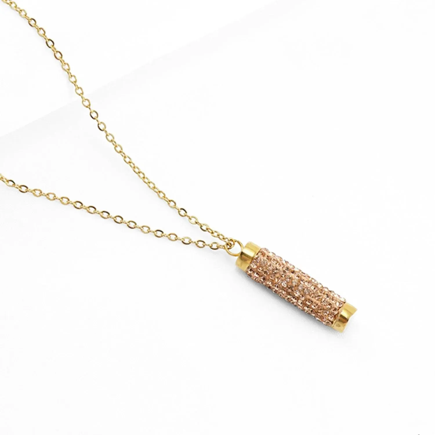 Trendy Gold  Crystal Cylinder Necklace – Statement Jewelry for Women