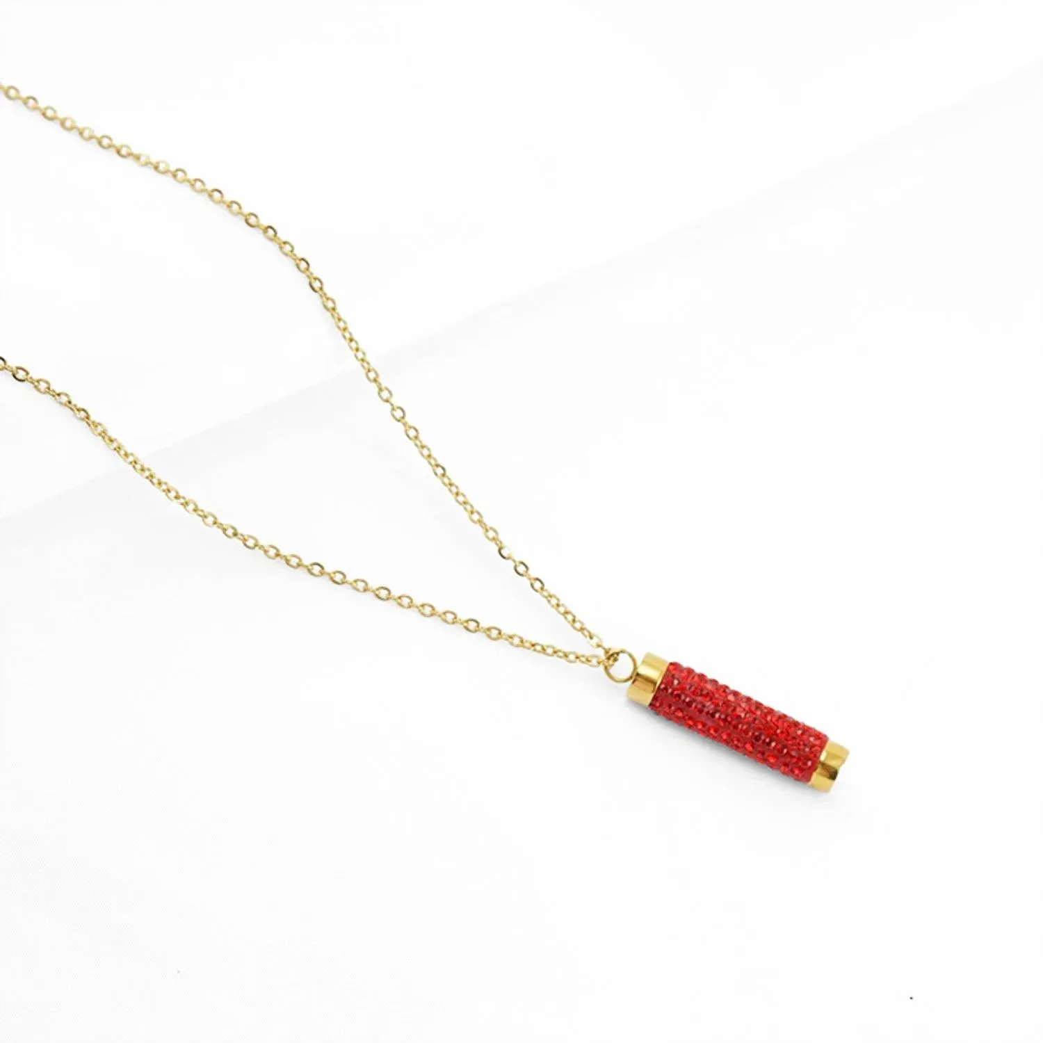 Trendy Gold  Crystal Cylinder Necklace – Statement Jewelry for Women