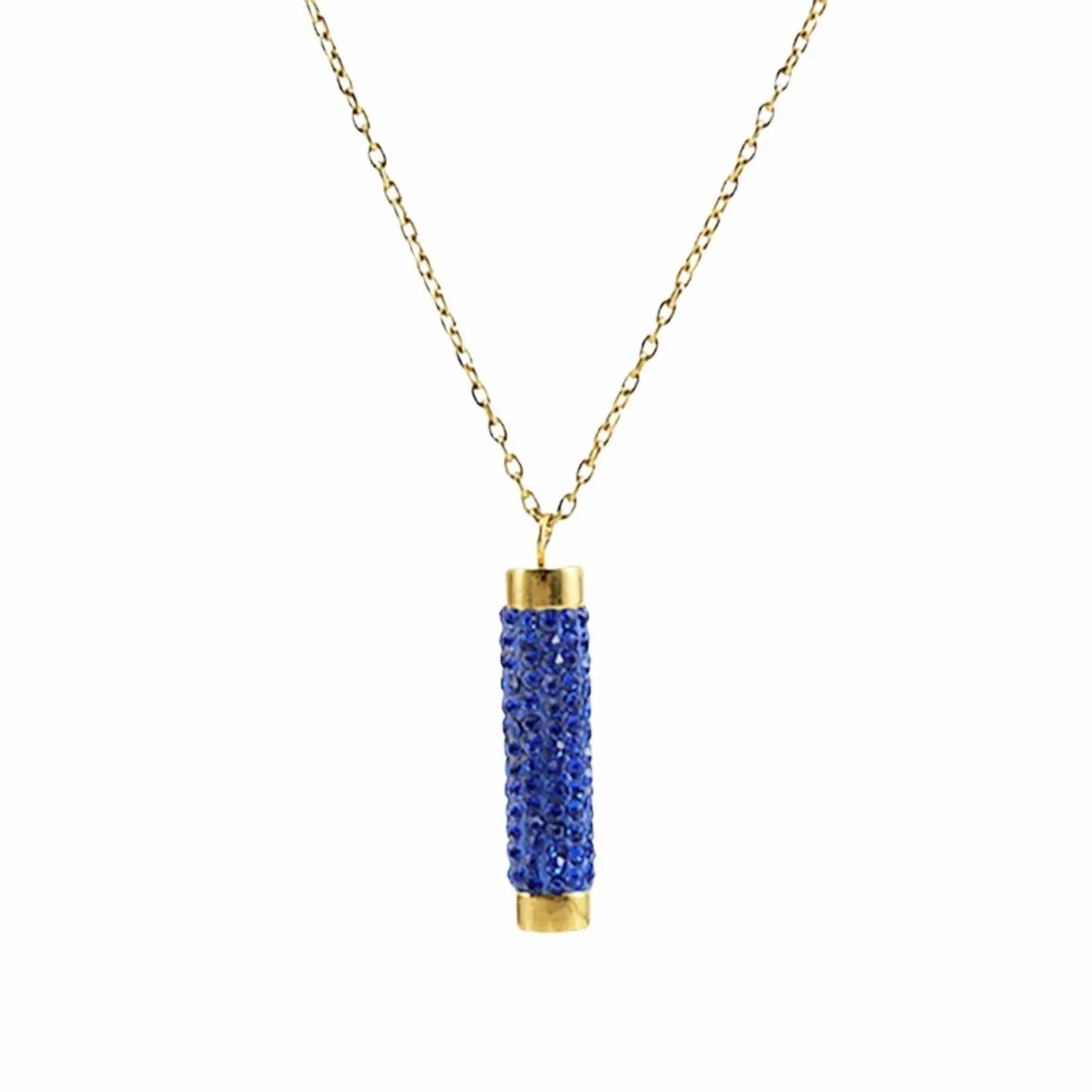 Trendy Gold  Crystal Cylinder Necklace – Statement Jewelry for Women