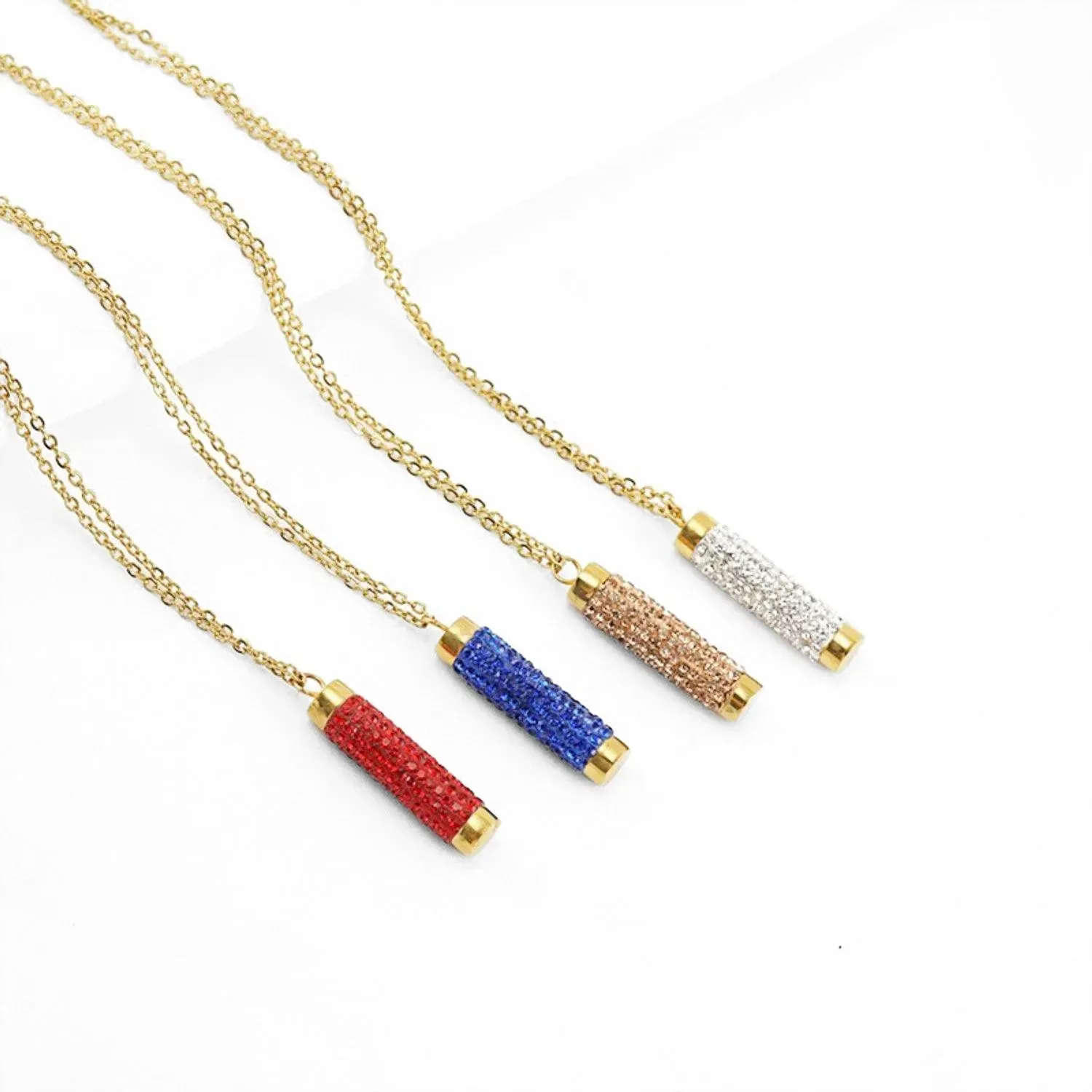 Trendy Gold  Crystal Cylinder Necklace – Statement Jewelry for Women