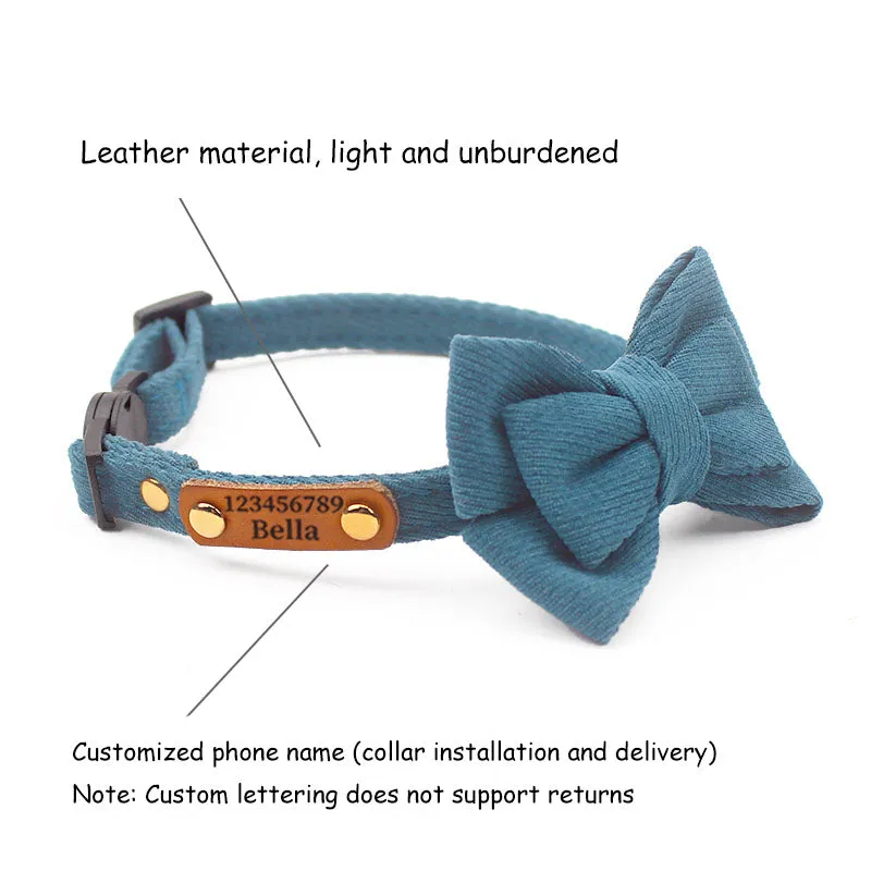 Twill Knit Fleece Cat Collar Bowtie