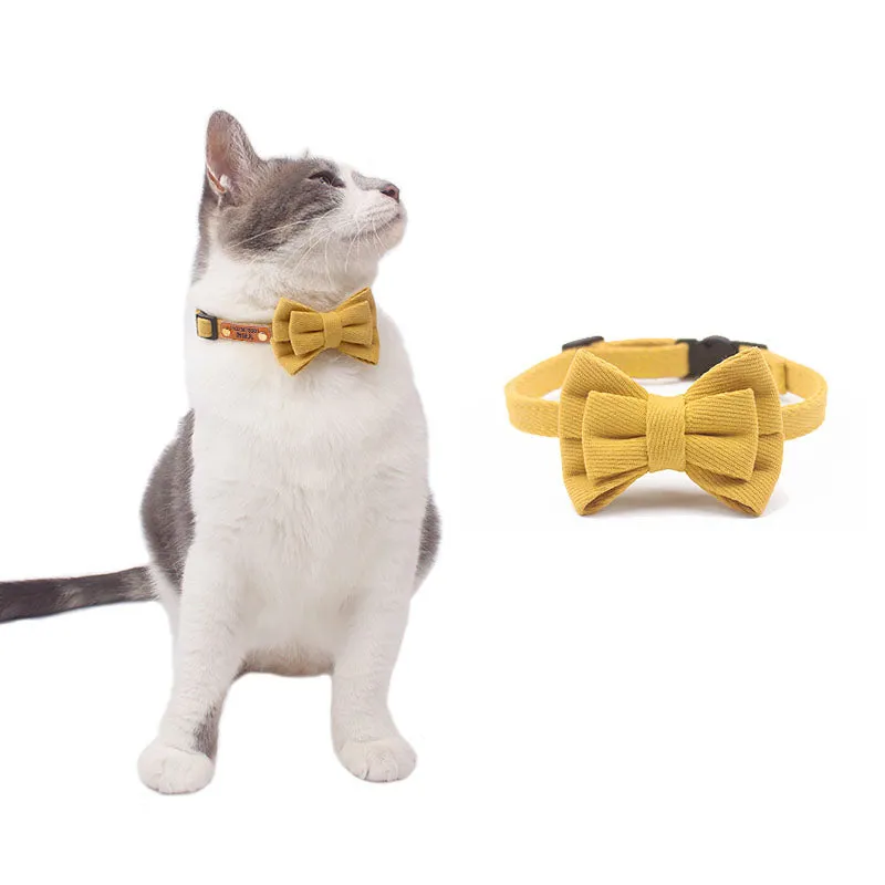 Twill Knit Fleece Cat Collar Bowtie