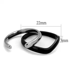 Two-Tone IP Black (Ion Plating) Stainless Steel Ring with No Stone for Women Style TK2618