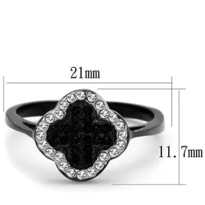 Two-Tone IP Black Stainless Steel Ring with Top Grade Crystal in Jet for Women Style TK1917