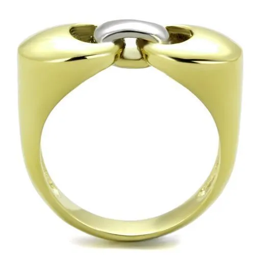 Two-Tone IP Gold (Ion Plating) Stainless Steel Ring with No Stone for Women Style TK1915