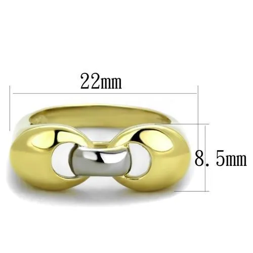 Two-Tone IP Gold (Ion Plating) Stainless Steel Ring with No Stone for Women Style TK1915