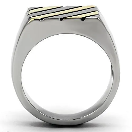 Two-Tone IP Gold (Ion Plating) Stainless Steel Ring with No Stone for Women Style TK952