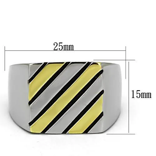 Two-Tone IP Gold (Ion Plating) Stainless Steel Ring with No Stone for Women Style TK952