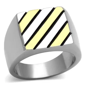 Two-Tone IP Gold (Ion Plating) Stainless Steel Ring with No Stone for Women Style TK952