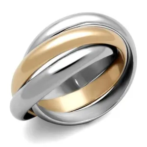 Two-Tone IP Rose Gold Stainless Steel Ring with No Stone for Women Style TK1670