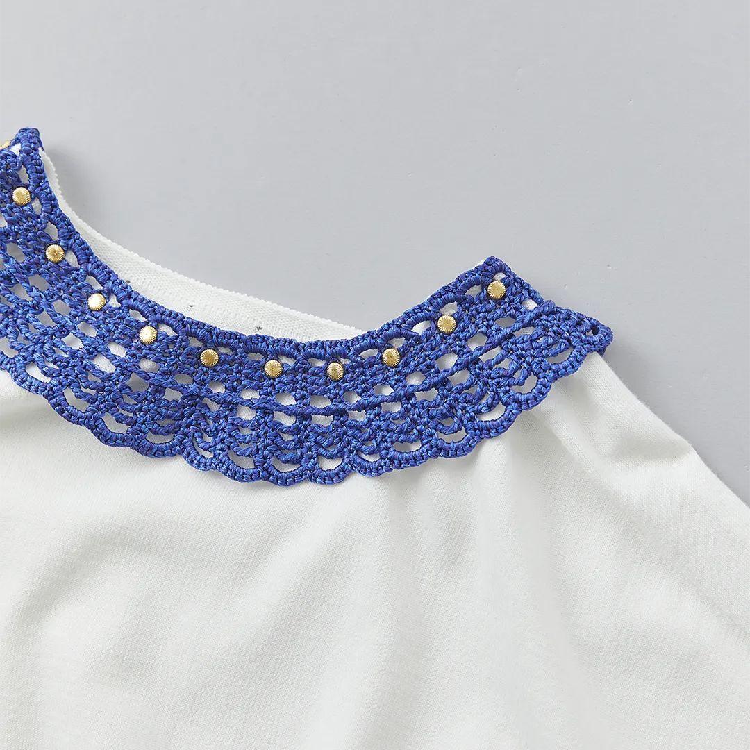 TYPE-1 EVOKE Flat Collar Part Hand Knit (Multi Blue)