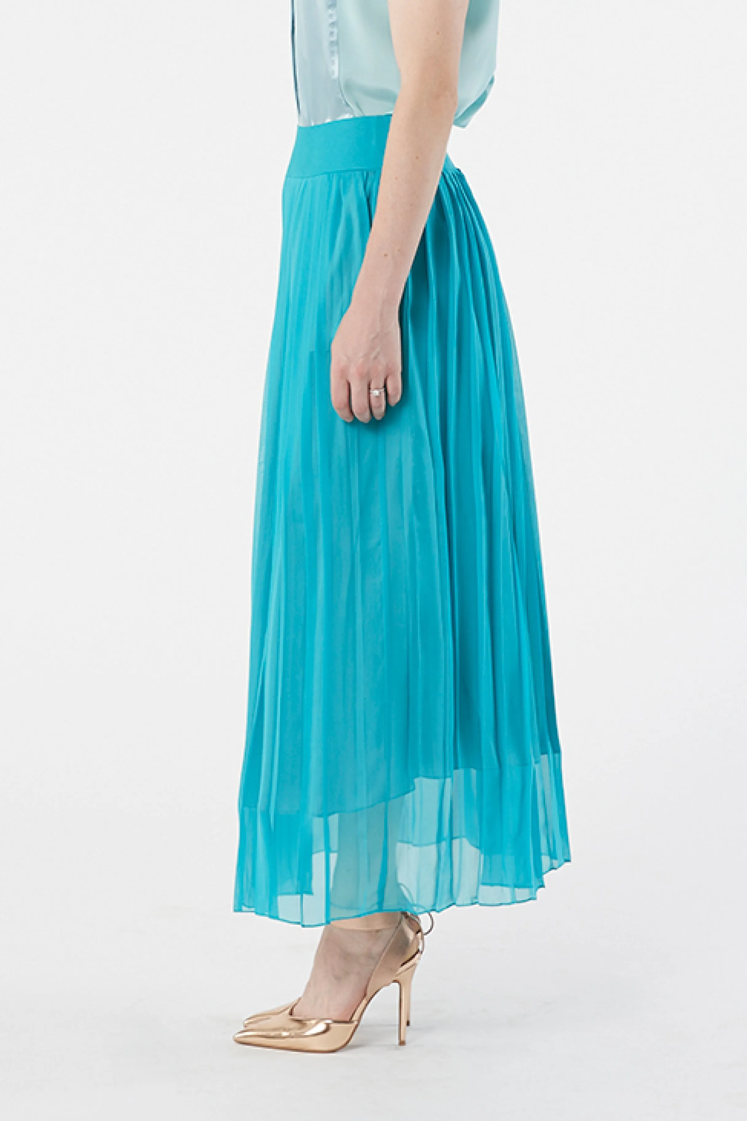 TYPHON blue - silk pleated skirt