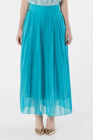 TYPHON blue - silk pleated skirt