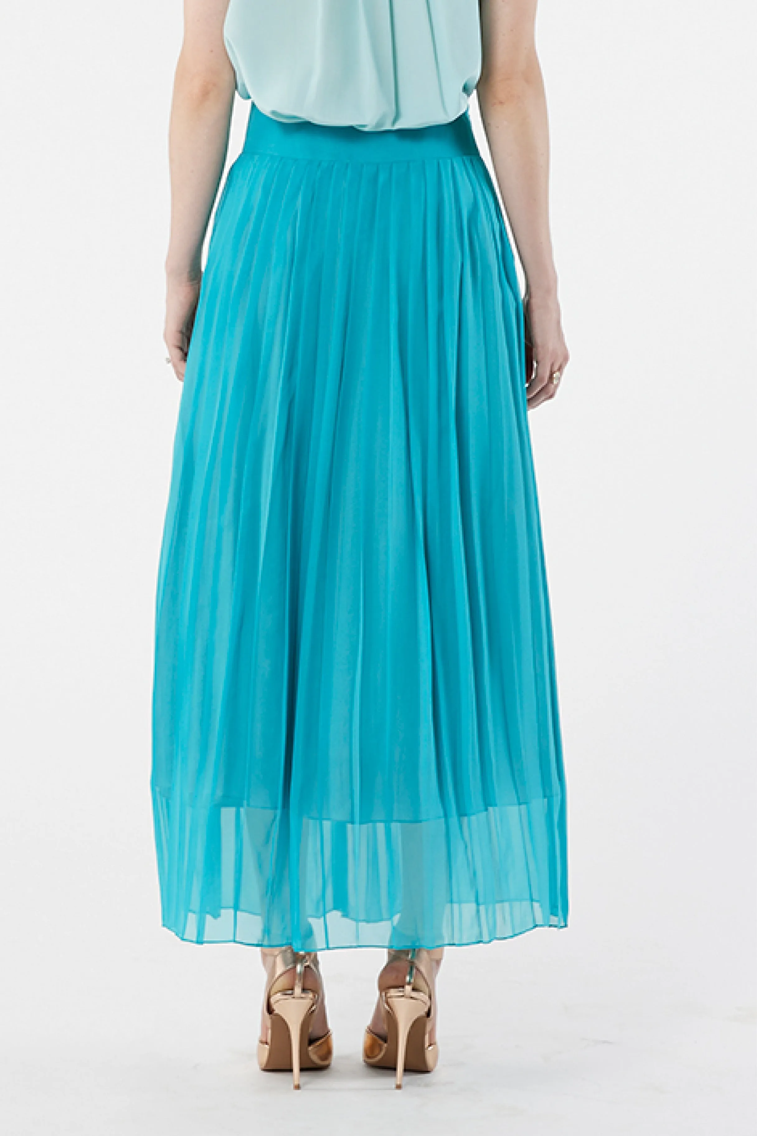 TYPHON blue - silk pleated skirt