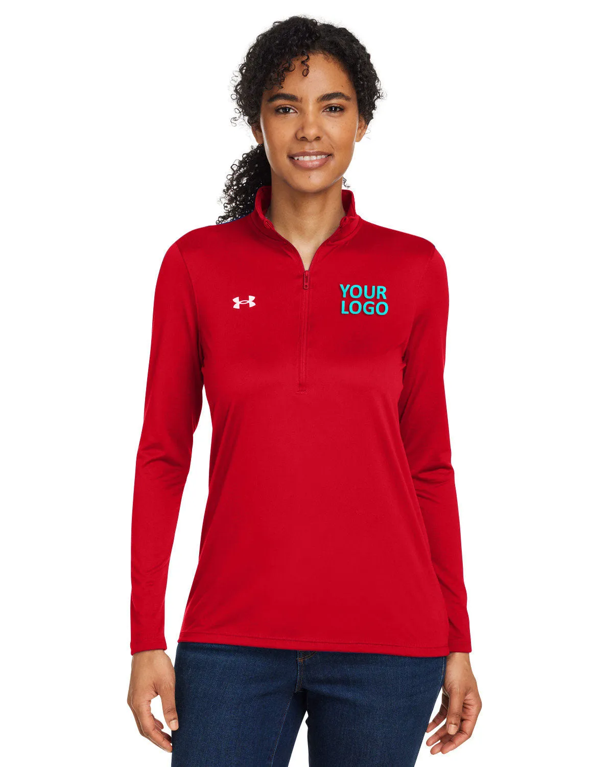 Under Armour Ladies Tech Custom Half-Zips, Red