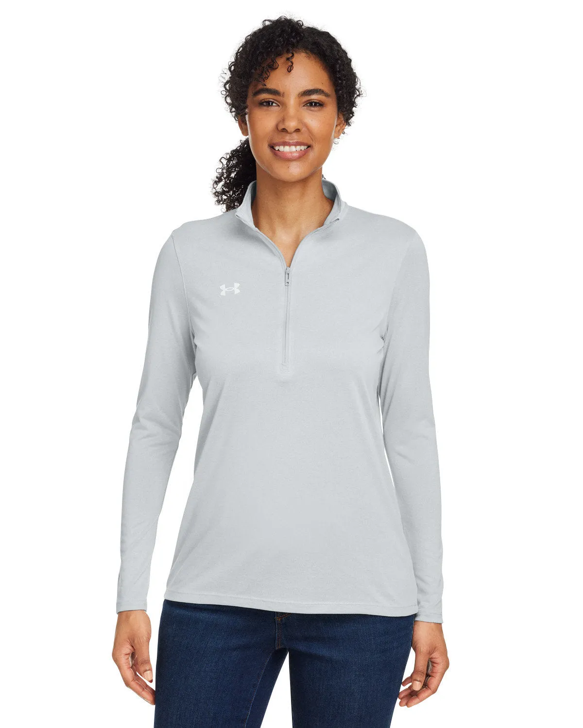 Under Armour Ladies Tech Customized Half-Zips, Medium Grey