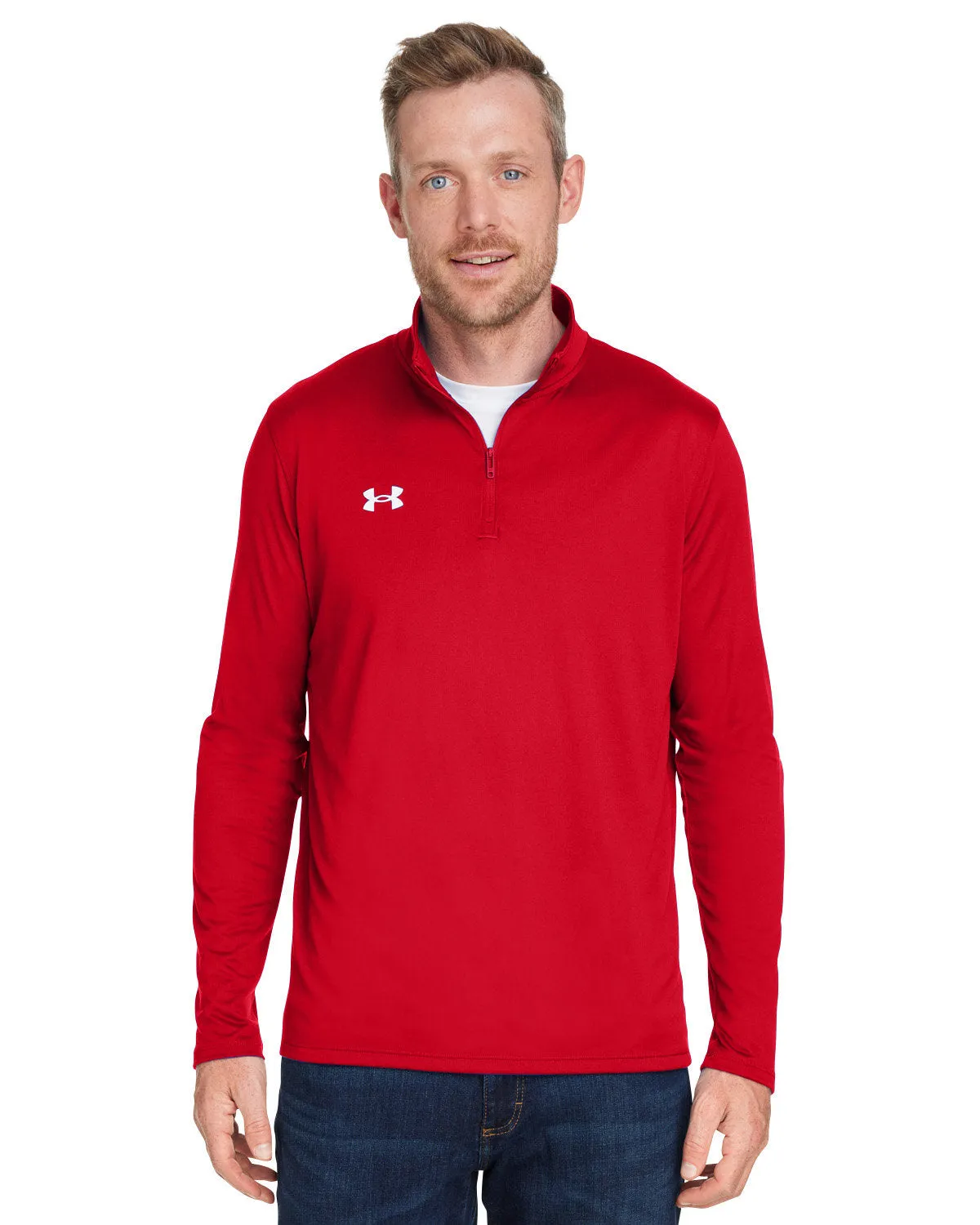 Under Armour Men's Tech Branded Quarter-Zips, Red