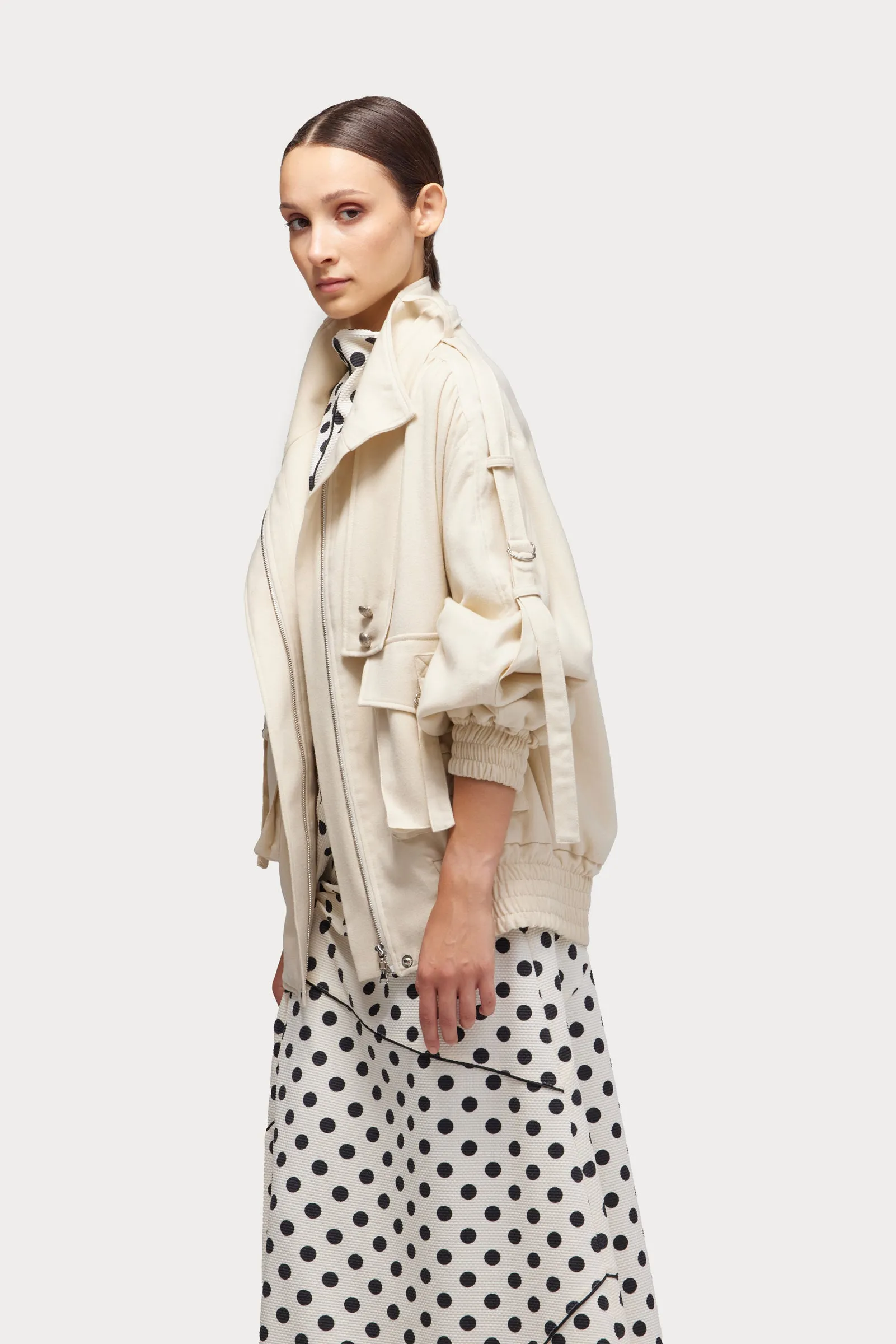 Urban Utility Soft Fleecy Knit Jacket Beige