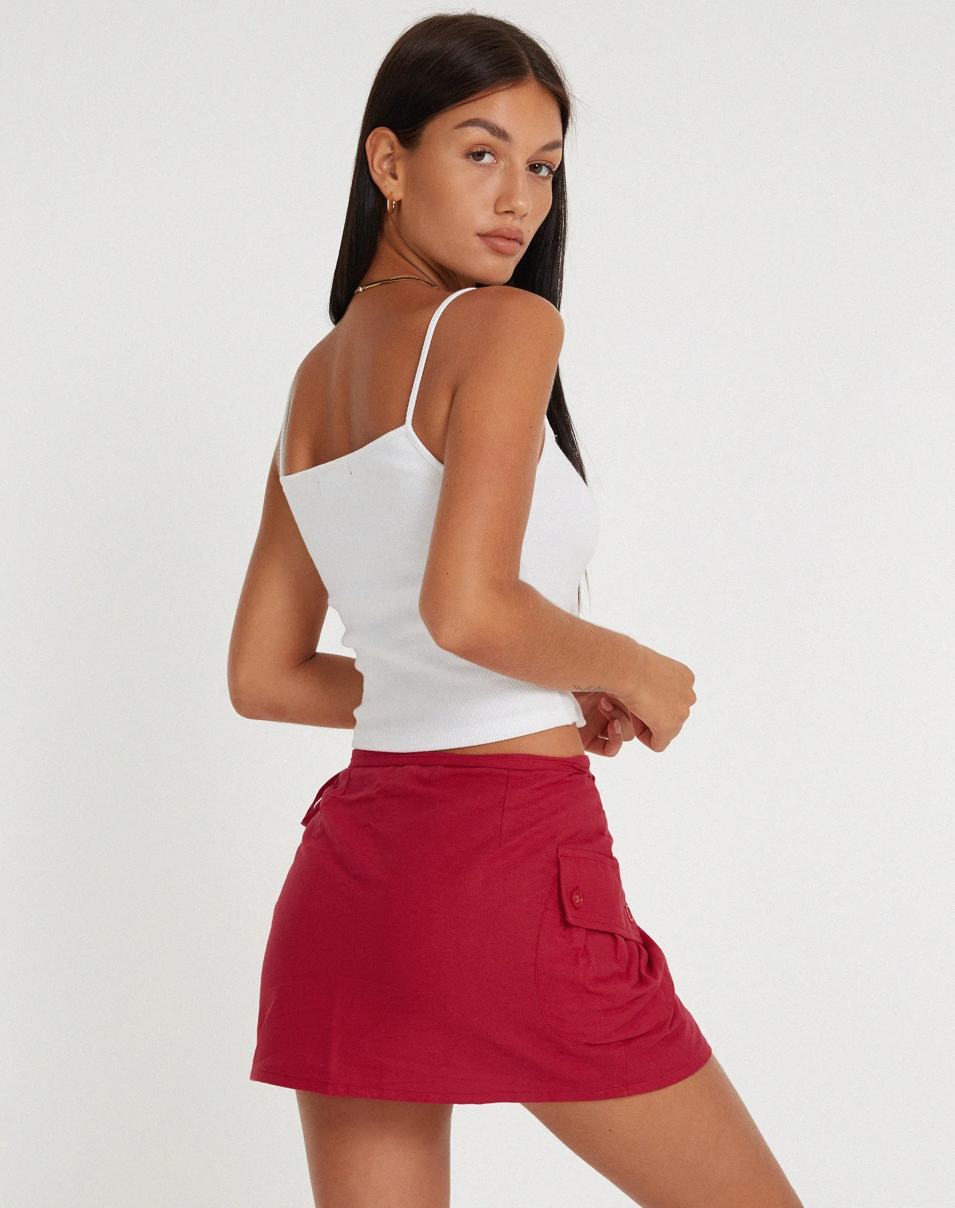 Valio Mini Skirt in Tango Red